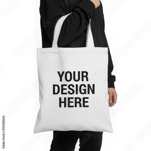 Blank tote bag with customizable design space