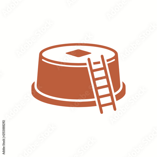 Oil Drum with Ladder Icon, Industrial Storage Tank, Retro Style