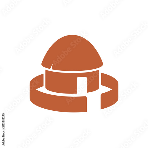 Traditional African Hut Icon with Circular Wall, Tribal Dwelling Symbol