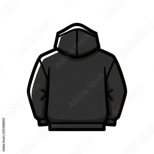 Hoodie black sweatshirt back view icon
