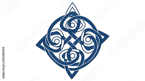 Blue celtic knot symbol isolated white background