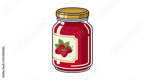 Jar of berry jam with label