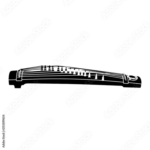 Traditional Chinese Guzheng Instrument Silhouette.