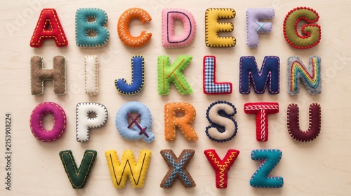 Принти на полотні Handmade felt alphabet letters, colorful plush fabric ABC set for kids education