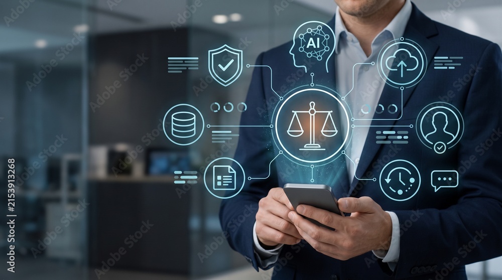 Obraz premium AI Governance Risk Management Network with Compliance, Security and Legal Oversight for Enterprise Technology