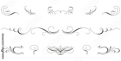 Elegant Decorative Floral Swirl Flourish Ornament Vector Collection Set