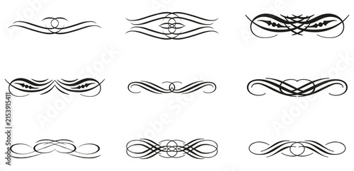 Elegant Decorative Floral Swirl Flourish Ornament Vector Collection Set