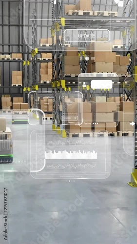Animation of diagrams and data processing over machines working in warehouse