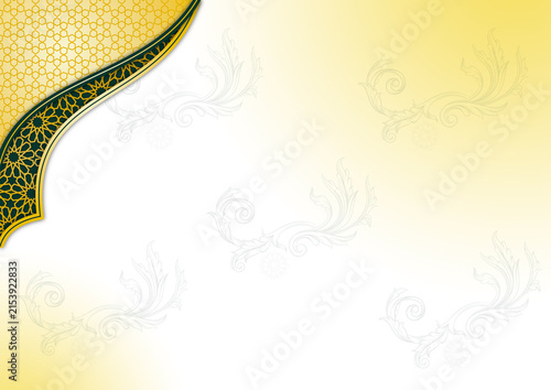 Cuadro en lienzo abstract background with golden ornament、Gold, green, geometric patterns, acanth