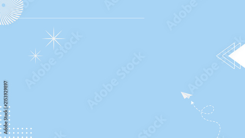 Light blue geometric background presentation with paper plane sparkle stars and dots