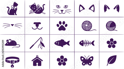 Cute Cat Icons Collection: Silhouette Graphics for Pet Lovers
