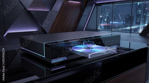 Modern Home Theater Audio System with CD Player Drawer Open