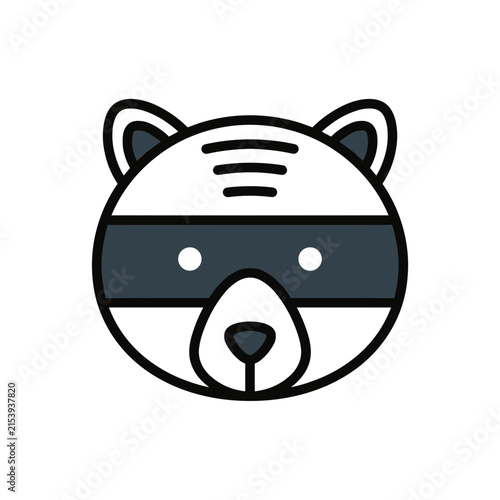 Cute Raccoon Face Icon Vector Illustration.