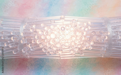 Abstract Glowing Fiber Optic Bundles and Translucent Glass Rods for Technology and Sci-Fi Concepts