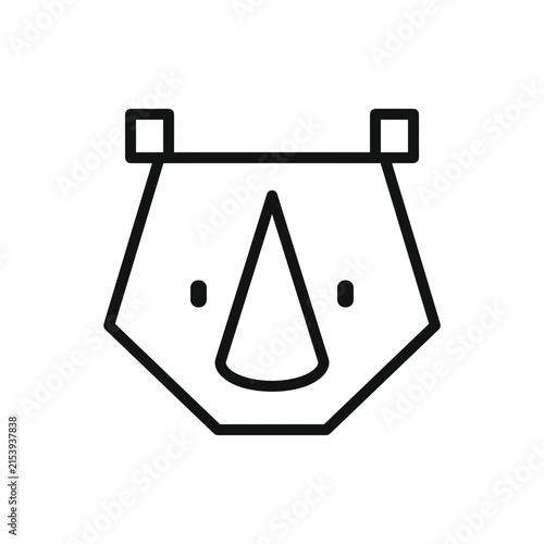 Minimalist Geometric Rhinoceros Head Icon Outline.