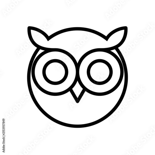 Minimalist Owl Face Icon Simple Line Art.