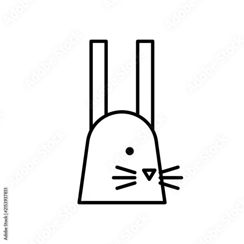 Minimalist Line Art Icon of a Rabbit Face.