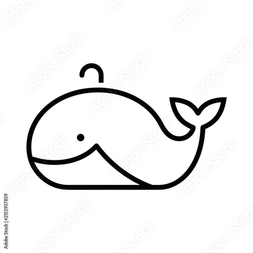 Minimalist Whale Icon Simple Line Art.
