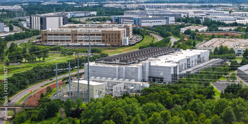 Quadro su tela Aerial view of large data center and technology park in Virginia