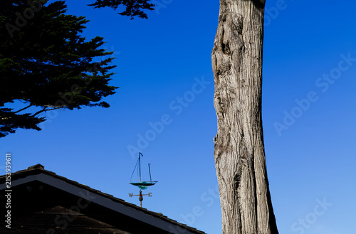 Metal Saliboat Weather Vane On Roof Top