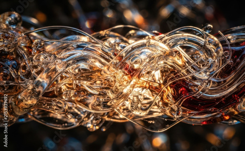 Abstract Glowing Glass Strands Intertwined Liquid Light Macro Concept for Digital Art and Technology Backgrounds