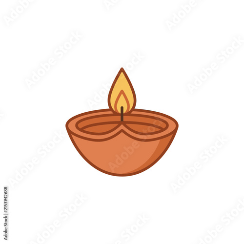 Minimalist diya lamp icon for Indian festival celebration.