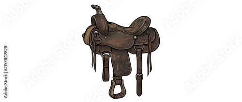 Bild auf Leinwand Western style saddle isolated on transparent background