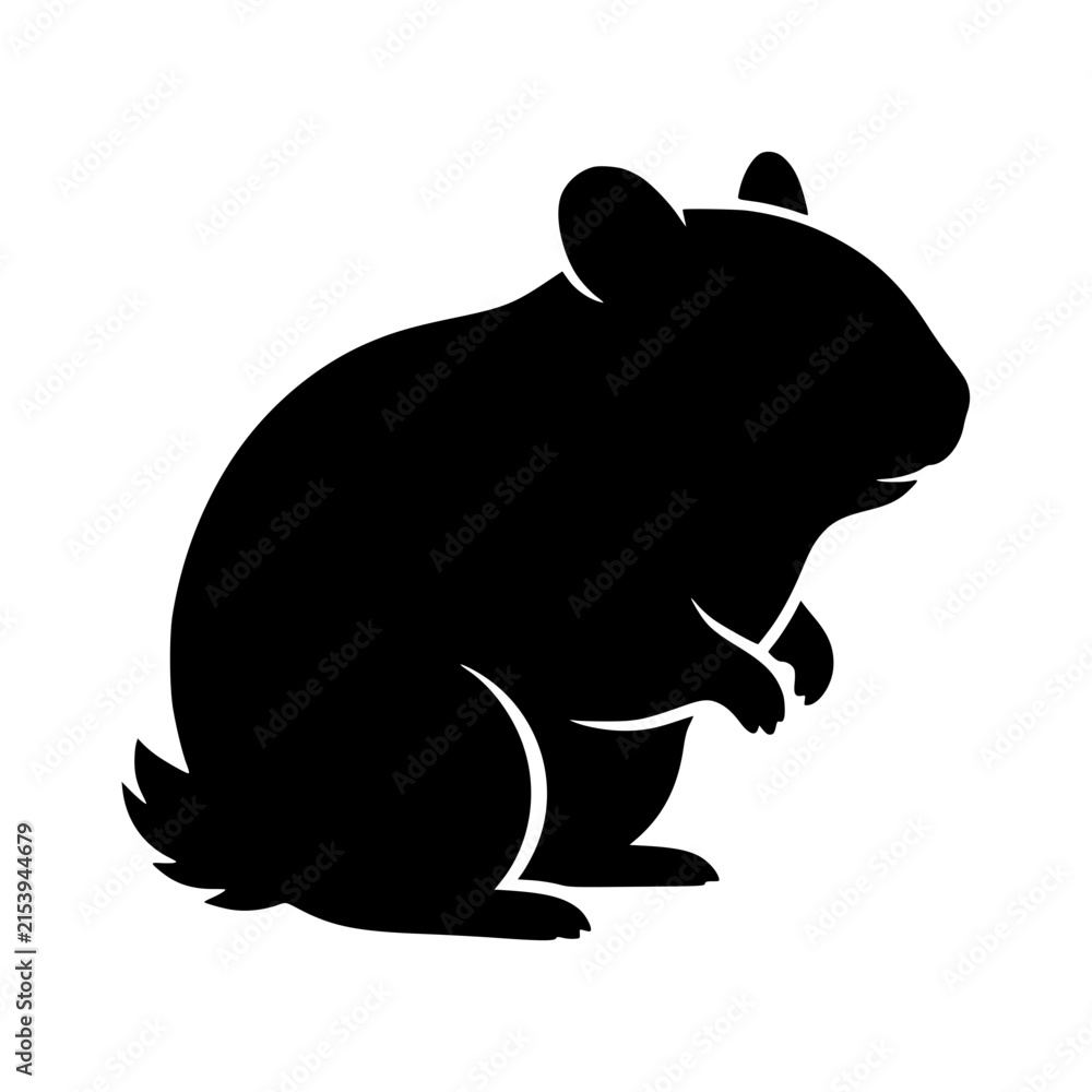 Fototapeta premium Sitting rodent silhouette vector illustration