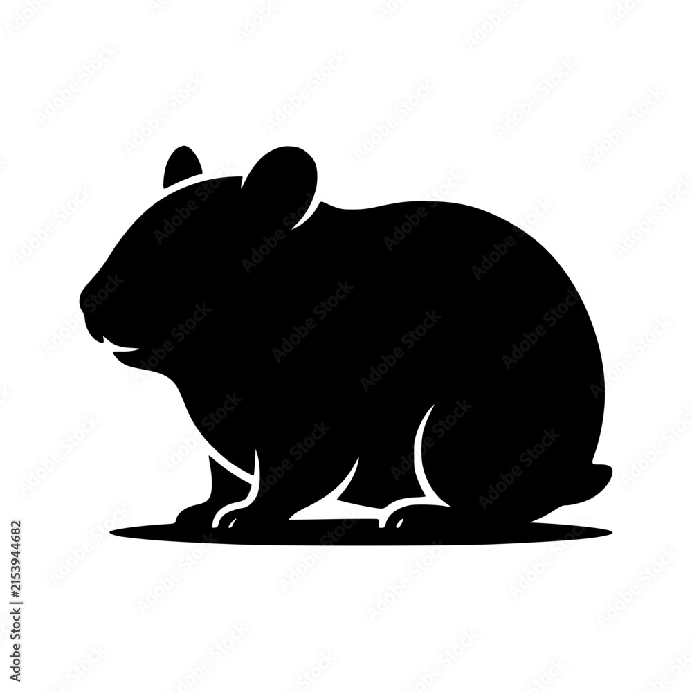 Fototapeta premium Sitting rodent silhouette vector illustration
