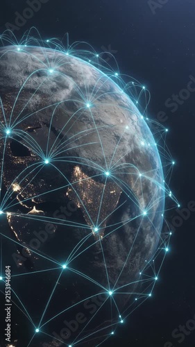 Cinematic LEO constellation connecting global broadband networks over Earth