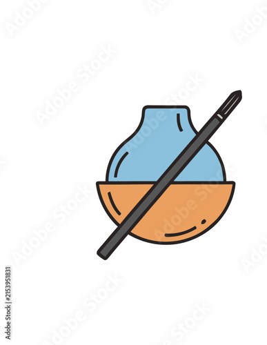 Stylized ceramic bowl icon with drawing tool.
