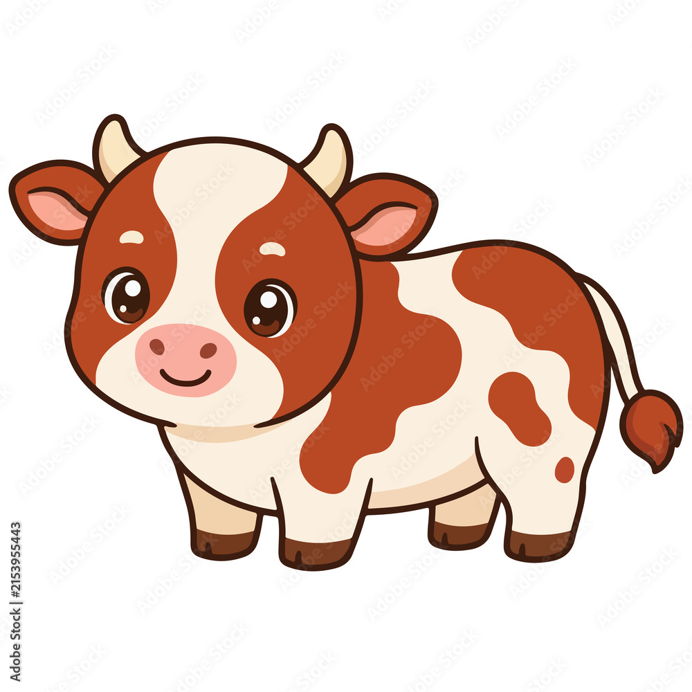 Fototapeta premium Colorful Cartoon Farm Animal Illustration