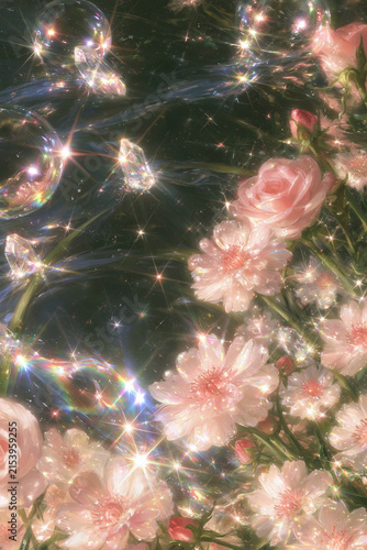 Petal Afterglow floral illustration, generation AI 