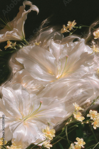 Petal Afterglow floral illustration, generation AI 