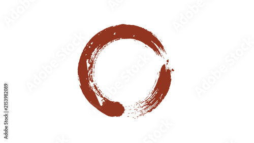 Minimalist Red Zen Enso Circle Brush Stroke