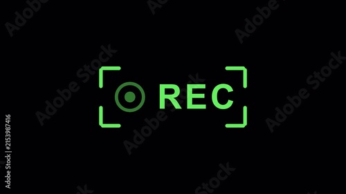 Green Camera Target Corner Brackets REC Overlay 7 Seconds Loop on Alpha Channel 4K