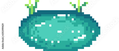 pixel art of pond or lake