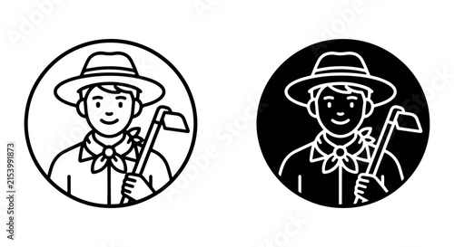 Scout Boy Icon, Outdoor Explorer Emblem, Camping Adventure Symbol, Vector Illustration