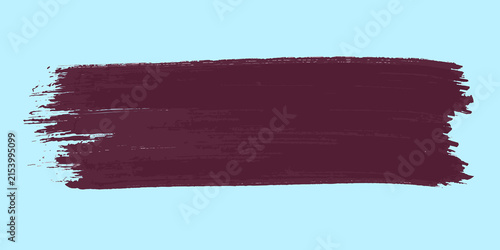 Single deep maroon acrylic paint brush stroke on light blue background with burgundy abstract isolated background watercolor paintings creative artistic material brushwork coloration