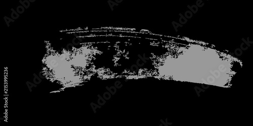 Konstfotografi Textured gray paint brush stroke isolated on black background with abstract isol