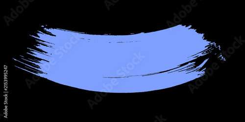 Konstfotografi Light blue paint brush stroke isolated on black background with abstract isolate