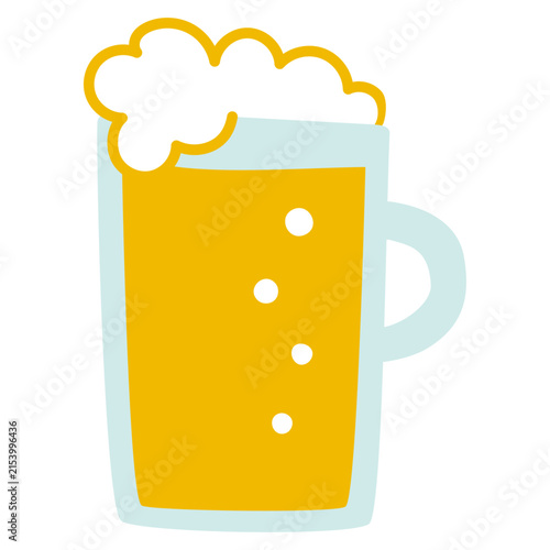 冷たいビールジョッキのシンプルでかわいいイラスト