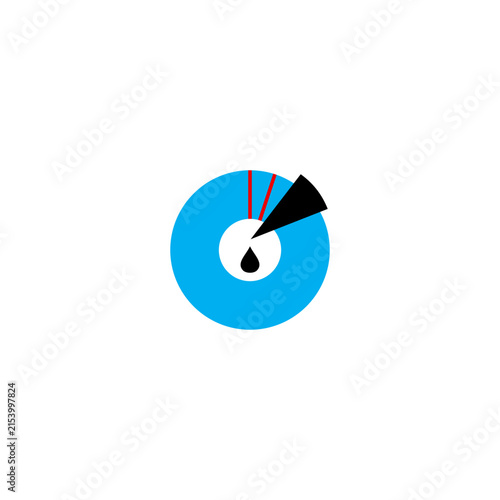 Blue Circular Pie Chart Icon with Drop Symbol Isolated