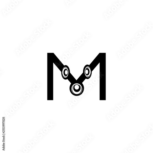 Letter M Logo with Integrated Speaker Elements