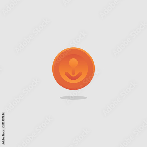 3D Cartoon Gradient Orange Anchor Icon Isolated