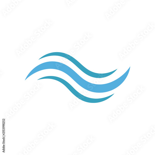 Three minimalist blue water wave lines icon