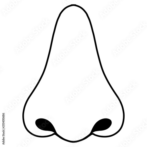 cartoon illustration outline of a human nose 
