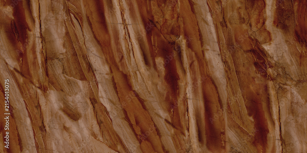 Naklejka premium Chocolate Brown Stone Surface Featuring Layered Organic Striations and Warm Rustic Movement