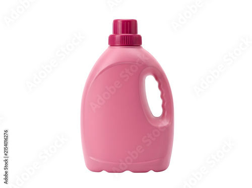 Obraz w ramie Pink plastic bottle of liquid laundry detergent for washing clothes isolated on transparent background