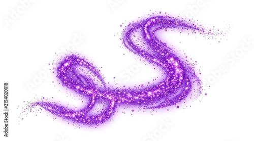 purple magic sparkle trail overlay element isolated on white background